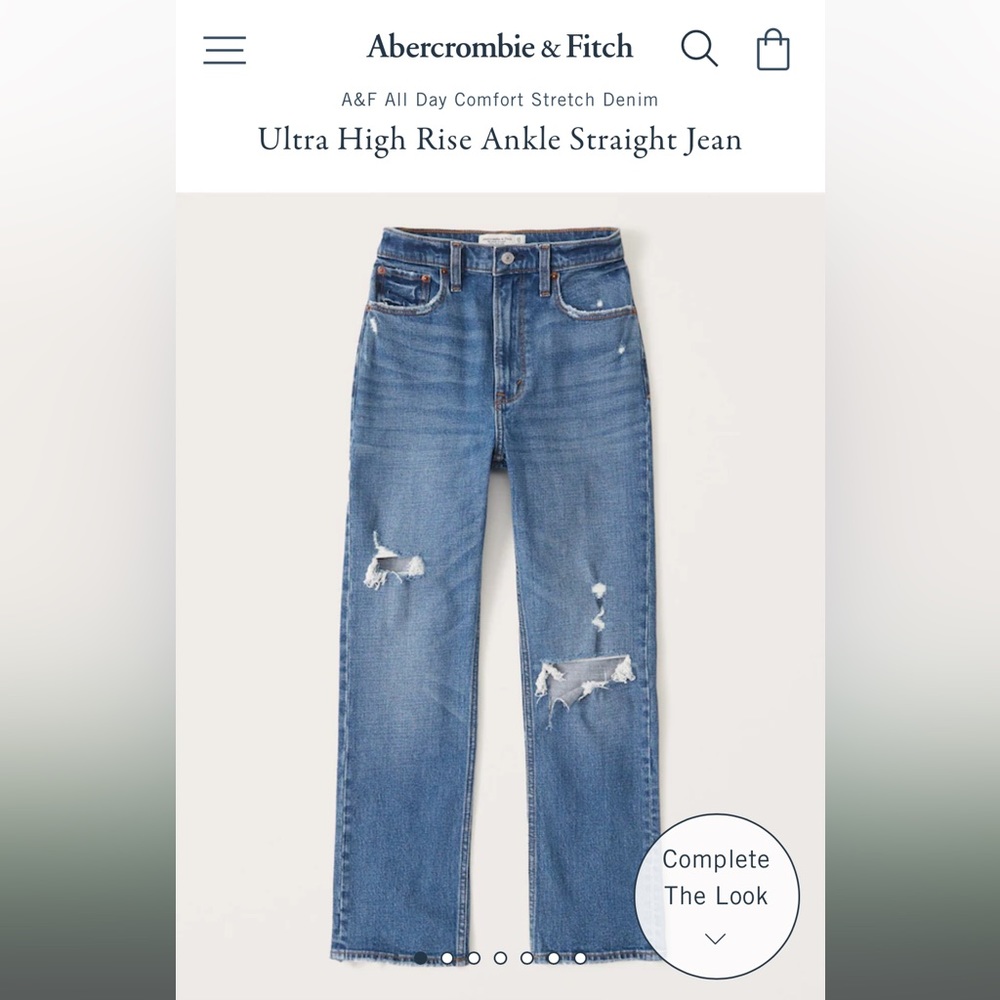 Abercrombie Ultra High Rise Ankle Straight Jean